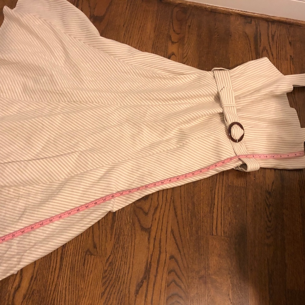 Ann Taylor Striped Linen Blend Belted Midi Dress, NWT